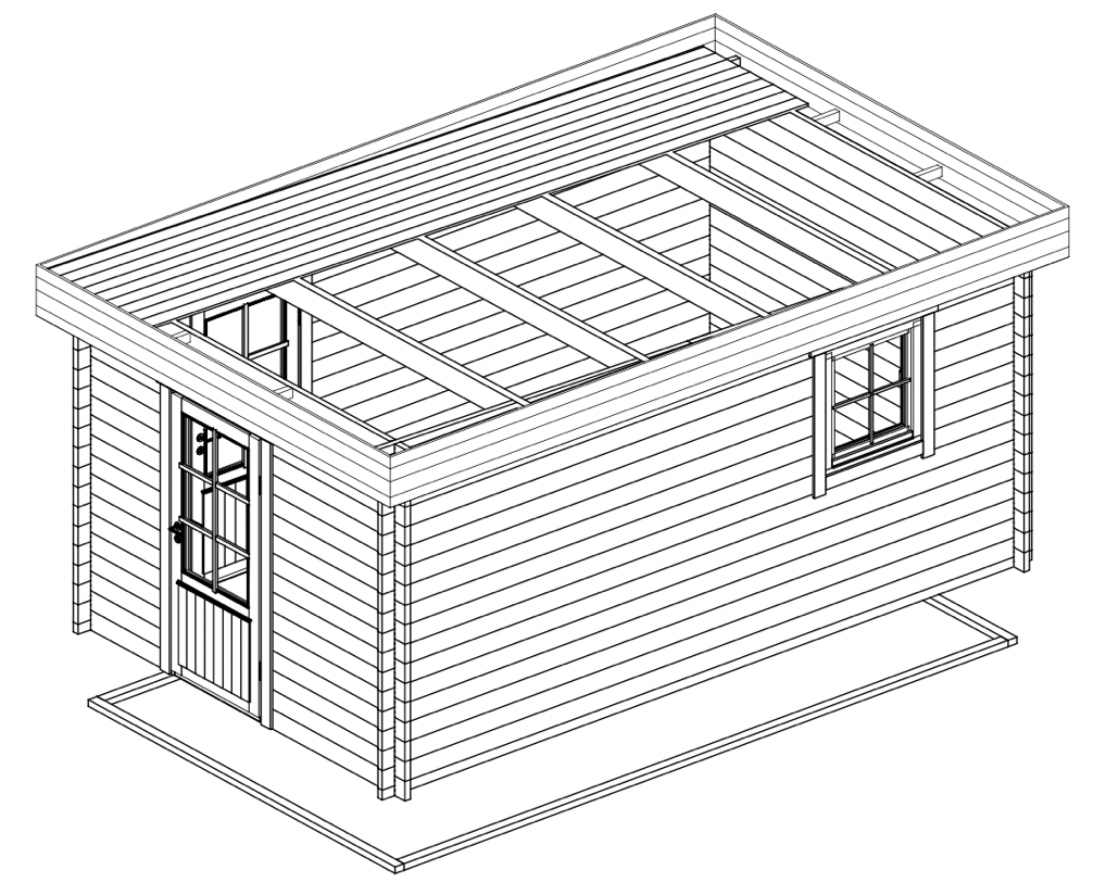 Casetta in Legno 3x2 metri Block House 28 mm Moderna Porta