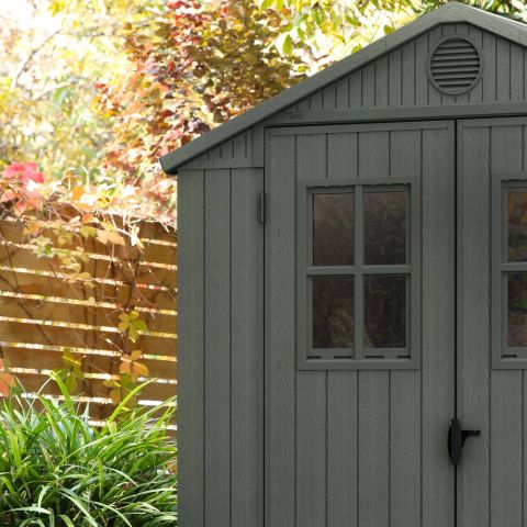 casetta giardino resina pvc keter 6X4 verde con finestre