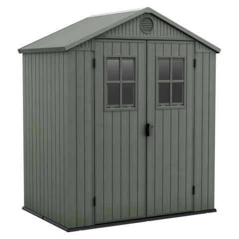 casetta giardino resina pvc keter 6X4 verde con finestre