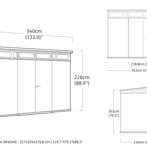 casetta_giardino_pvc_resina_keter_pent_11x7_misure.png casetta giardino resina pvc keter PENT, casette italia