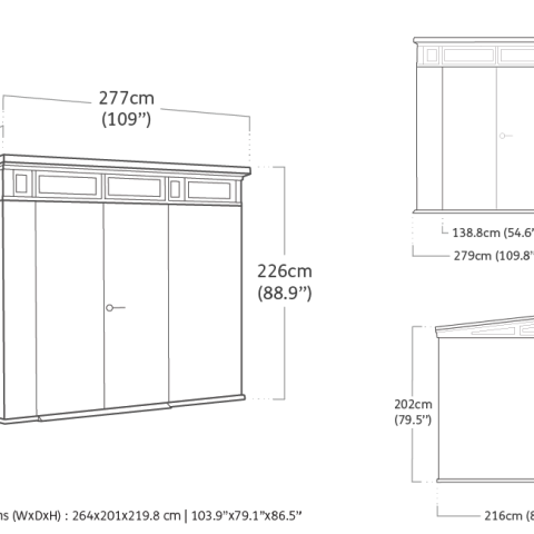 casetta_giardino_pvc_resina_keter_pent_7x7_misure.png casetta giardino resina pvc keter PENT, casette italia