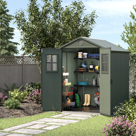 darwin 6x6 con finestre VERDE 5.png casetta giardino resina pvc keter, porta attrezzi, casette italia